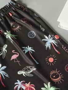 Teenage Boys' Dark Style Graphic Print Comfortable Sports Shorts - Black - View 5