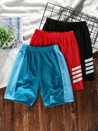 SHEIN 3pcs/Set Boys' Casual Sports Running Knit Comfortable Shorts