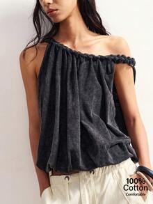 Bohemela Women's Summer Casual Black Washed Knit Loose Tank Top, Festival/Beach/Vacation/Everyday, Juneteenth - Black - View 1