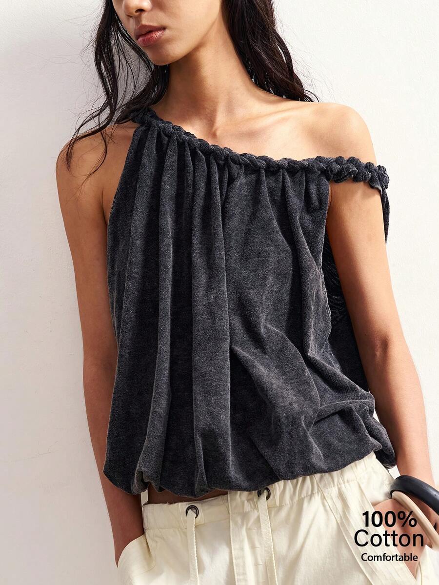 Bohemela Women's Summer Casual Black Washed Knit Loose Tank Top, Festival/Beach/Vacation/Everyday, Juneteenth - Black - View 1