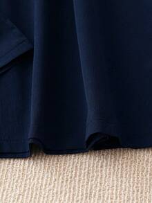 SHEIN Tall CURVE Pantalones sueltos de unicolor de talla grande - Azul Marino - Ver 5