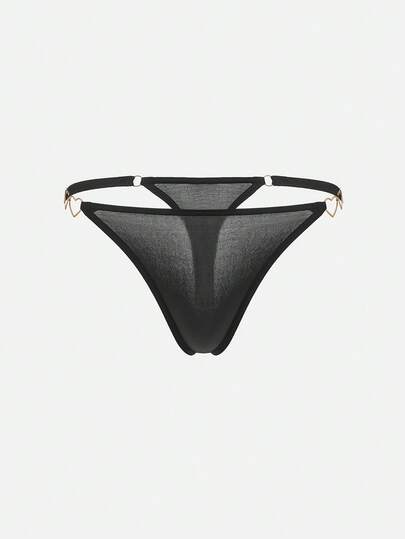 Bella Beso Tanga sexy con detalle de cadena en forma de corazón, para rave