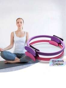 1 Multi Functional Pilates Circle, Yoga Auxiliary Magic Circle, Multi-Functional Pilates Resistance Circle, Equipped With Comfortable Foam Handle, Can Be Used For Thigh Exercise, Yoga Exercise, Fitness, Calf, Back, Waist And Hand Exercises. - Multicolor - View 1
