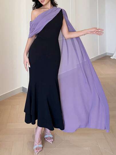 Feyla Women's Elegant Color Block Mermaid Dress
