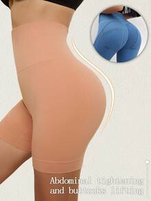 SHEIN Celana Dalam Pembentuk Tubuh Wanita Tanpa Jahitan, Pinggang Tinggi, Pengontrol Perut, Celana Pendek Dalam, Kemasan Tunggal - Khaki - View 4