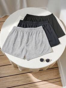 Comfortcana Plus Size Casual Solid Color Drawstring Waist Shorts, Summer Elastic Waist Shorts, Soft & Comfortable Leisure Shorts - Multicolor - View 2