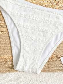 SHEIN Conjunto de bikini de 2 piezas con top halter y braga triangular de unicolor, adecuado para vacaciones de verano - Blanco - Ver 4