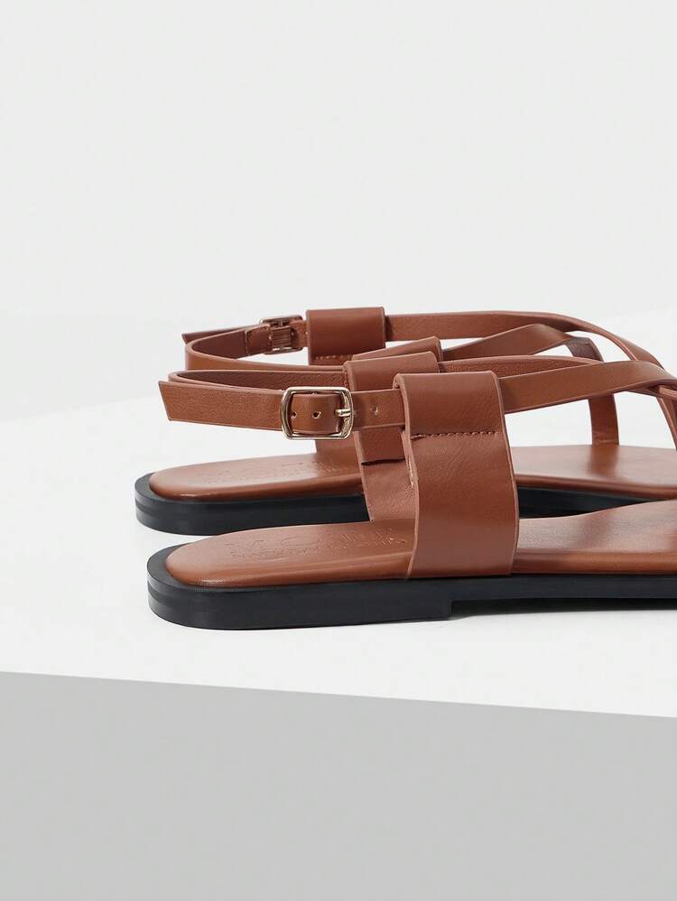 LADIES CASUAL FASHION COMMUTER HOLIDAY STYLE SIMPLE CASUAL OPEN TOE CROSS FLAT SANDALS