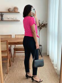 Enliva 大码女式夏季心形豹纹圆领短袖休闲T恤图案猎豹印花T恤女式上衣 - 彩色 - 查看 2