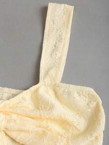 Sweetra New Spring/Summer Wide Strap Bow Textured Fabric Top, Sweet & Fashionable, Suitable For Daily Wear - Yellow - View 5