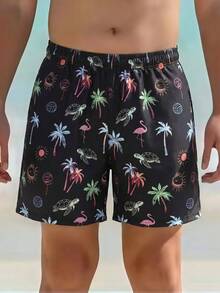 Teenage Boys' Dark Style Graphic Print Comfortable Sports Shorts - Black - View 1