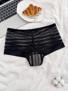 Napfluff Quần lót lưới phối họa tiết gợi cảm thời trang dành cho nữ - màu đen - Xem 2