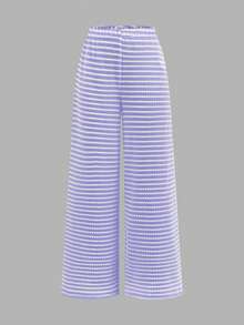 SHEIN Tween Girls' Casual Yellow White Striped Tank Top And Shorts Set,Comfortable&Minimalist Two Pieces Short Summer Clothes - Purple - View 6