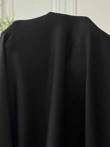 SHEIN EZwear 大码女式纯色开衩休闲派对吊带裙 - 黑色 - 查看 7