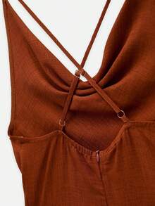 Nöista Rust Brown Halter Jumpsuit With Wide-Leg Fit For Vacation, Dinner Dates And Occasions. - Rust Brown - View 9