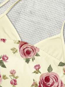INAWLY Women's Floral Print Casual Halter Neck Top - Multicolor - View 3