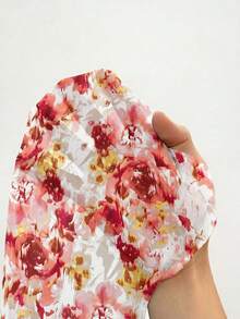 Rustia Áo kiểu nữ cỡ lớn thời trang, thanh lịch, họa tiết da báo, dáng bất đối xứng, chất liệu chiffon hơi xuyên thấu. - Đỏ - Xem 7