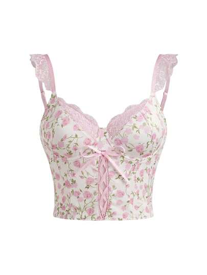 Sweetness Vintage Floral Lace Patchwork Camisole
