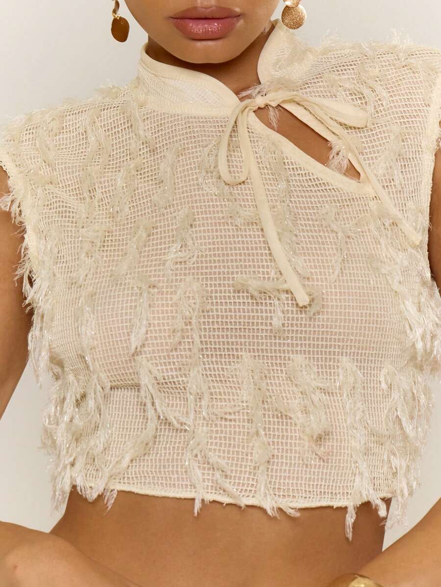 MUSERA Áo croptop cổ cao khoét eo, tay ngắn, phối đồ đơn giản, gợi cảm, dễ thương, thích hợp cho mùa hè, xuân, đi nghỉ mát, du lịch, đi chơi, phong cách Ibiza, thanh lịch, hoàng hôn, thắt nơ. - trắng - Xem 1