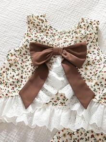 Emery Rose Kids Emery Rose Kids 两件套女童雪纺花卉拼接荷叶边休闲吊带背心和长裤套装 - 彩色 - View 11