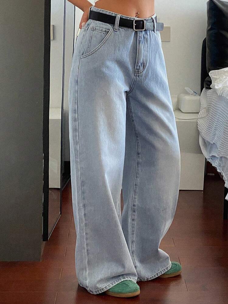 Women's Casual Distressed Slant Pocket Denim Jeans Petite