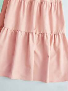 GlowEve Yellow V-Neck Spaghetti Strap Ruffle Hem Vacation Dress, Casual Beach Outfit For Summer, Metal Decor Buckle, Women Long Dress - Pink - View 4