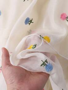 SHEIN Genkimix Kids 女童刺繡花卉雪紡分層無袖A字洋裝，適合畢業典禮、婚禮、派對 - 彩色 - 查看 6
