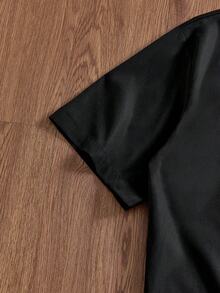 ESTAVOR Camicia casual da uomo, stile di strada, per uso quotidiano, minimalista, con patchwork, tasche e chiusura lampo davanti, a maniche corte, adatta per l'estate - nero - Visualizzare 5