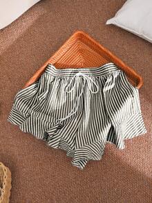 CosyJoli Plus Size Women Casual Striped Shorts - Black - View 5
