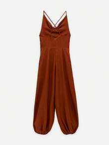 Nöista Rust Brown Halter Jumpsuit With Wide-Leg Fit For Vacation, Dinner Dates And Occasions. - Rust Brown - View 8