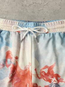 ROMWE MEN Street Life Quần short bóng rổ nam in họa tiết, thiết kế 2 trong 1, thích hợp mặc hàng ngày vào mùa xuân/hè. - Nhiều màu - Xem 3