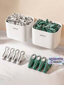 12/24/36pcs Clotheslines, Leaving No Marks, Strong Fixed Sock Clips, Suitable For Storage Baskets, Multi-Purpose Plastic Clips, Household Windproof And Anti Slip Dormitory Supplies (Storage Basket+Traceless Peacock Clip) - Multicolor - View 1