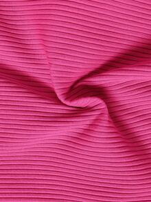 Tween Girl Basic Casual Spring/Summer Knit Round Neck Fitted Butterfly Applique Dress - Hot Pink - View 2