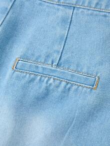 GlowEve Quần short denim xếp ly nữ, kiểu dáng thường ngày, đa năng. - Rửa nhẹ - Xem 7