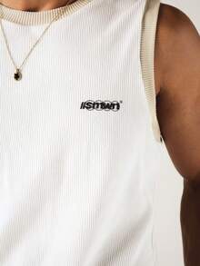 SUMWON Camiseta de tirantes de cuello redondo acanalada con detalles de ribete y logo para el verano - Multicolor - Ver 6