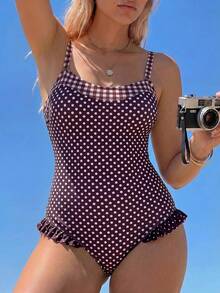 Swim Mod Plus Size Women One-Piece Random Print Sexy & Cute Sports Swimsuit - Multicolor - View 6