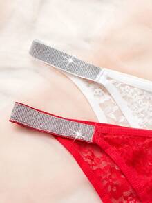 Crystal Vow 4pcs/Pack Plus Size Women Lace Trim Briefs - Multicolor - View 6