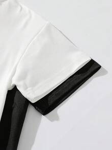 SHEIN Genkimix Kids 兒童 3 套夏季休閒圓領 T 恤短褲套裝 灰色黑色白色 - 彩色 - 查看 4