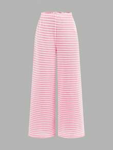 SHEIN Tween Girls' Casual Yellow White Striped Tank Top And Shorts Set,Comfortable&Minimalist Two Pieces Short Summer Clothes - Pink - View 6