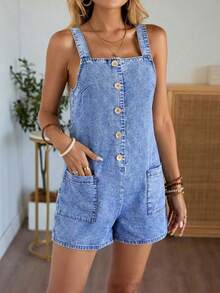 EMERY ROSE EMERY ROSE Mono vaquero casual para mujer - Azul lavado medio - Ver 3
