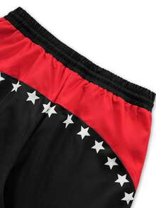 PAVTROS Men's Retro American Subculture Numeral & Letter Print Drawstring Waist Pocket Sports Pants, Hip Hop - Black - View 6