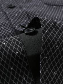 Manfinity Mode Men's Plaid Business Casual Short Sleeve Shirt - Black - View 5
