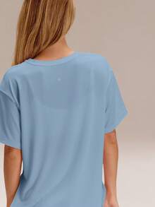 GLOWMODE Modal Oversized Everymode Tee Daily Casual  Compression Shirt - Blue - View 4