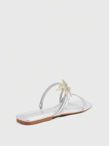 CUCCOO SZL Sandal đế bằng thời trang nữ - Bạc - Xem 3