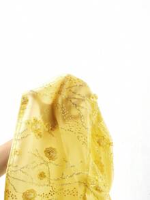Gownix Débardeur sexy à détails de sequins floraux pour femmes - Jaune citron - Voir 7