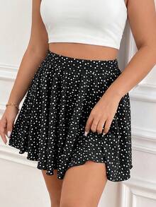 SHEIN Tall CURVE Váy ngắn mùa hè phong cách boho in hoa có túi dành cho nữ cỡ lớn, thích hợp cho kỳ nghỉ. - màu đen - Xem 9