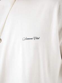 SUMWON Camiseta de cuello redondo oversize con estampado del logotipo del arco universitario en la espalda, ropa de calle de verano - Blanco - Ver 5