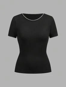 SHEIN EZwear 3件套女士休闲舒适撞色T恤，时尚 - 彩色 - 查看 4