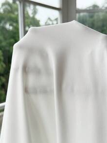 SHEIN EZwear Plus Size Women Summer Casual Commuting Simple Solid Color Short Sleeve Pleated Fitted Cropped T-Shirt - White - View 7