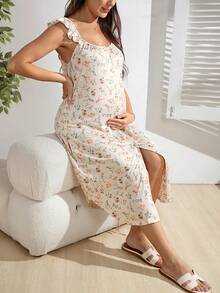 GentleRue Maternity Comfortable Elegant Floral Nursing Maternity Dress Photoshoot Summer Maternity - Multicolor - View 7